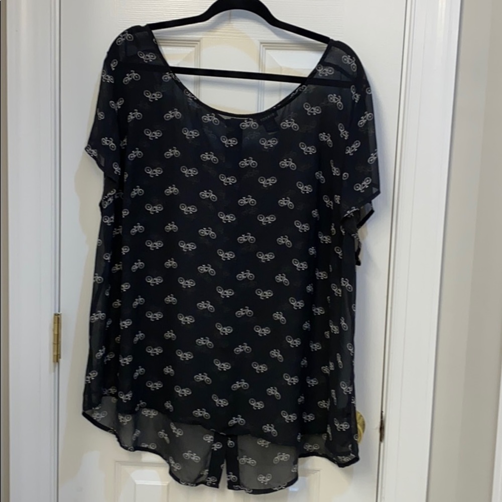 Torrid Bicycle Print Button Back Georgette Top, 3